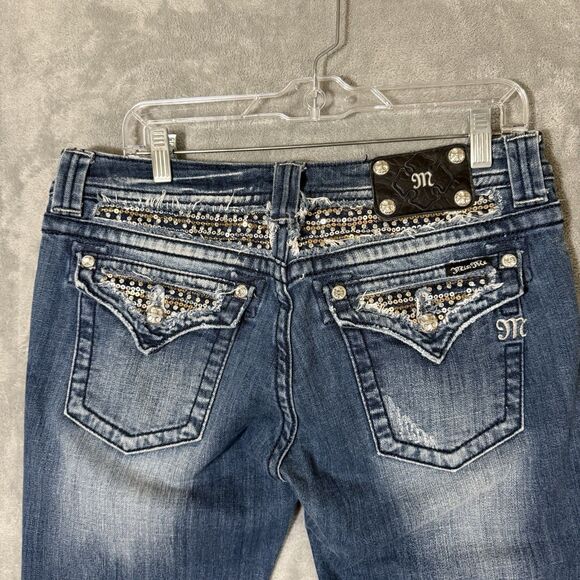 Miss Me Denim - Miss Me Jeans Sz 31 Boot Bootcut Embellished Pocket Rhinestones Distressed 31x33